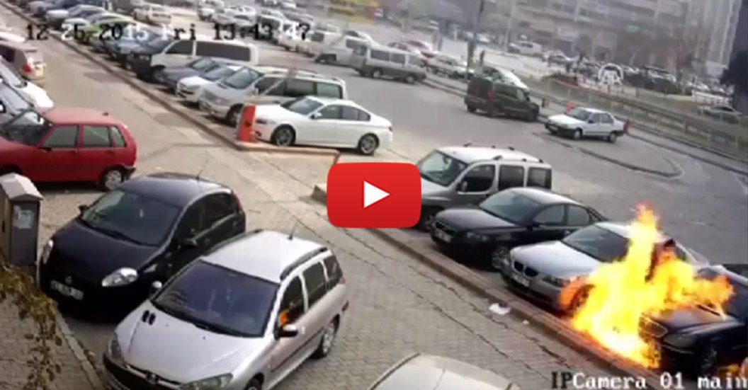 Crazy-Man-Sets-Car-On-Fire