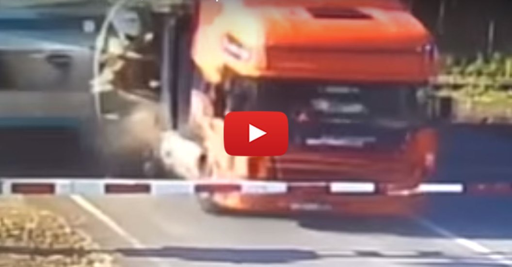 Truck-Demolished-By-Train