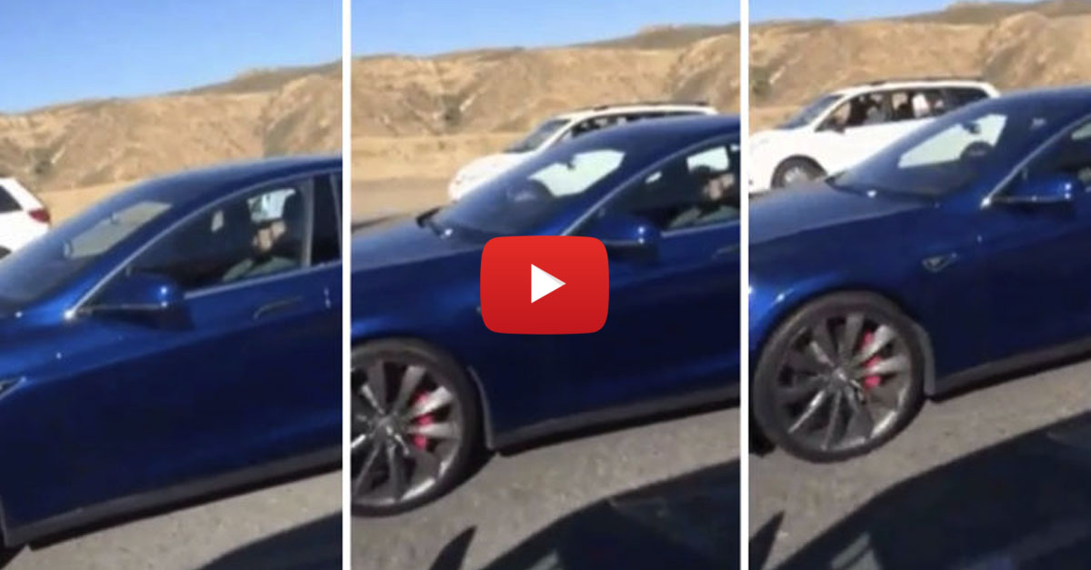 Driver Caught Sleeping While Tesla Autopilots Car - alt_driver