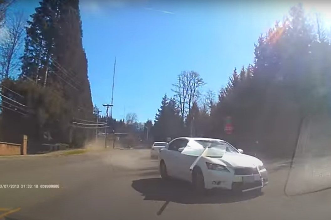 car barely avoids collision