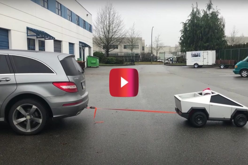 Mini Cybertruck Pulls Mercedes R Class