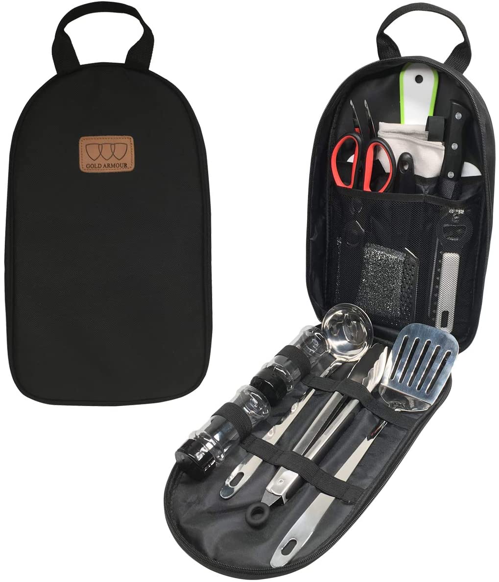 Gold Armour Camp Kitchen Utensil Organizer Travel Set