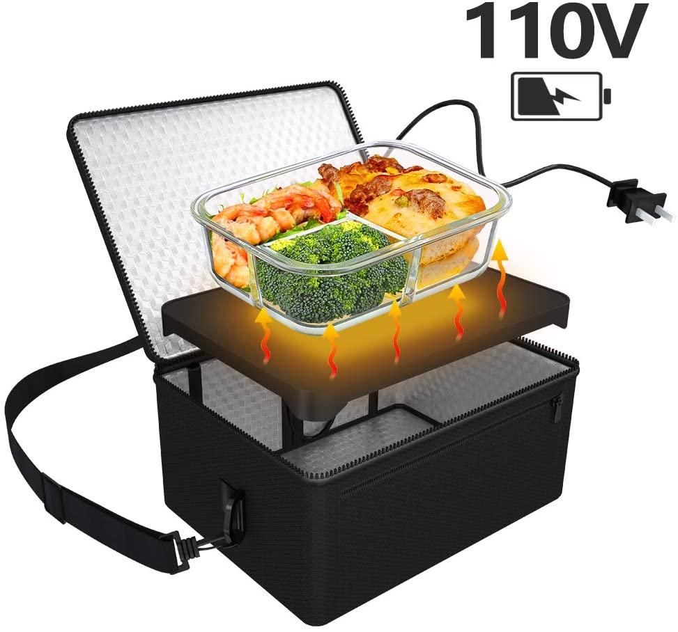Portable Oven, 110V Portable Food Warmer Personal Portable Oven Mini Electric Heated Lunch Box for Reheating & Raw Food Cooking in Office, Travel, Potlucks and Home Kitchen