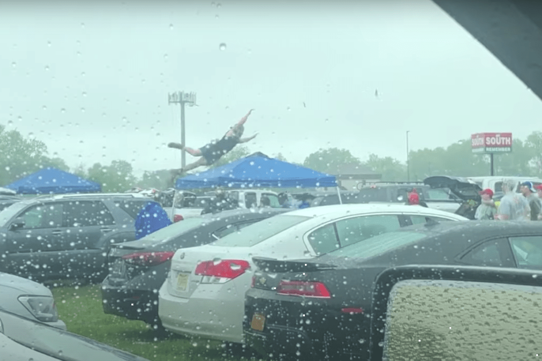 nascar fan smashes tent