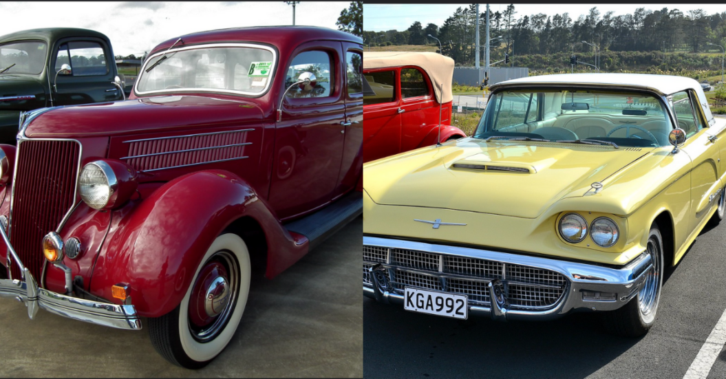 1936 Ford sedan, 1960 Ford Thunderbird