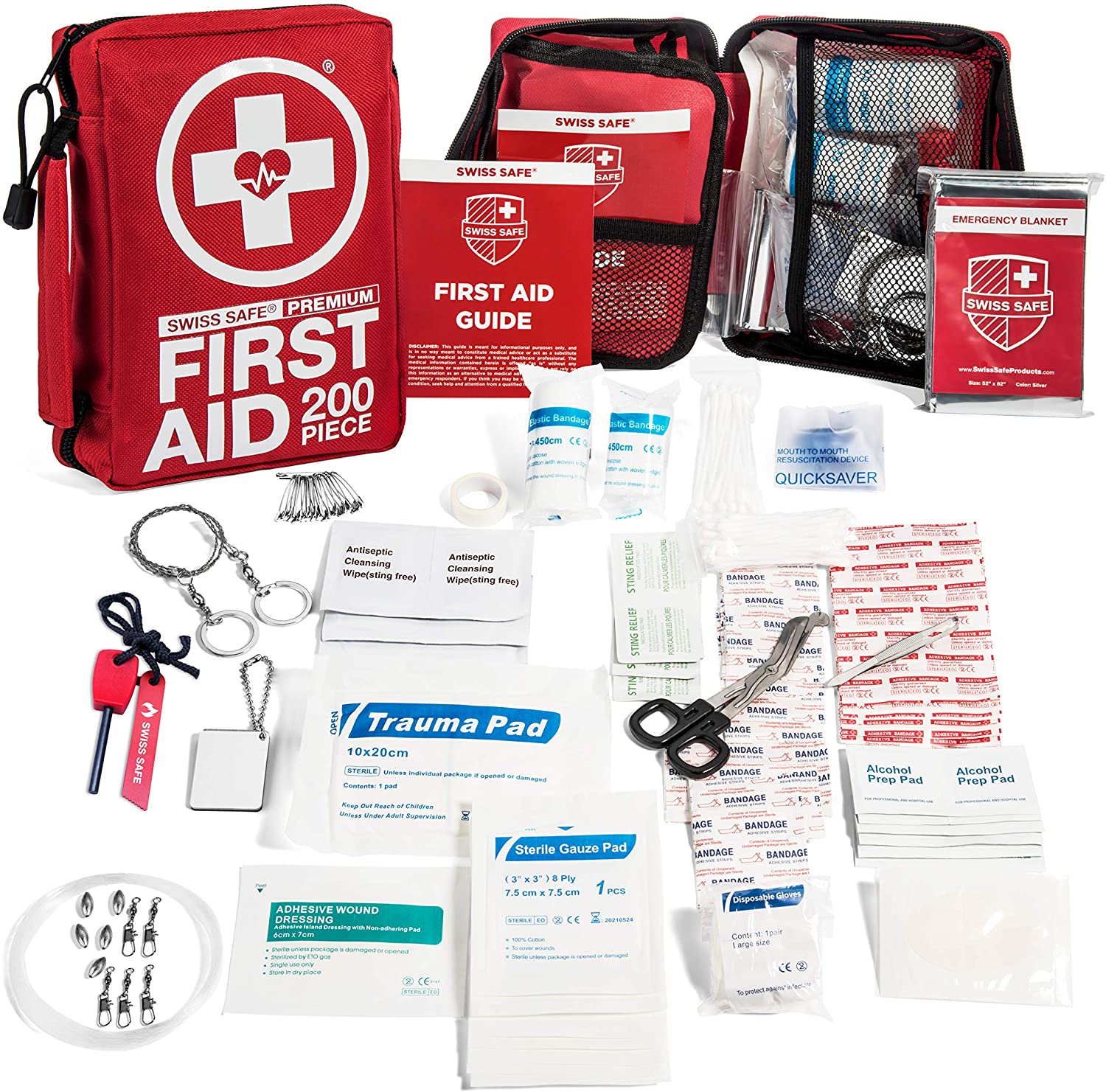 200-Piece Professional First Aid Kit for Home, Car or Work : Plus Emergency Medical Supplies for Camping, Hunting, Outdoor Hiking Survival