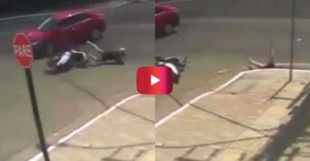 moped rider falls into storm drain