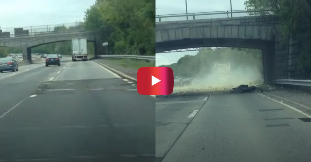 Semi Truck Smashes Through Overpass on New York Parkway - alt_driver