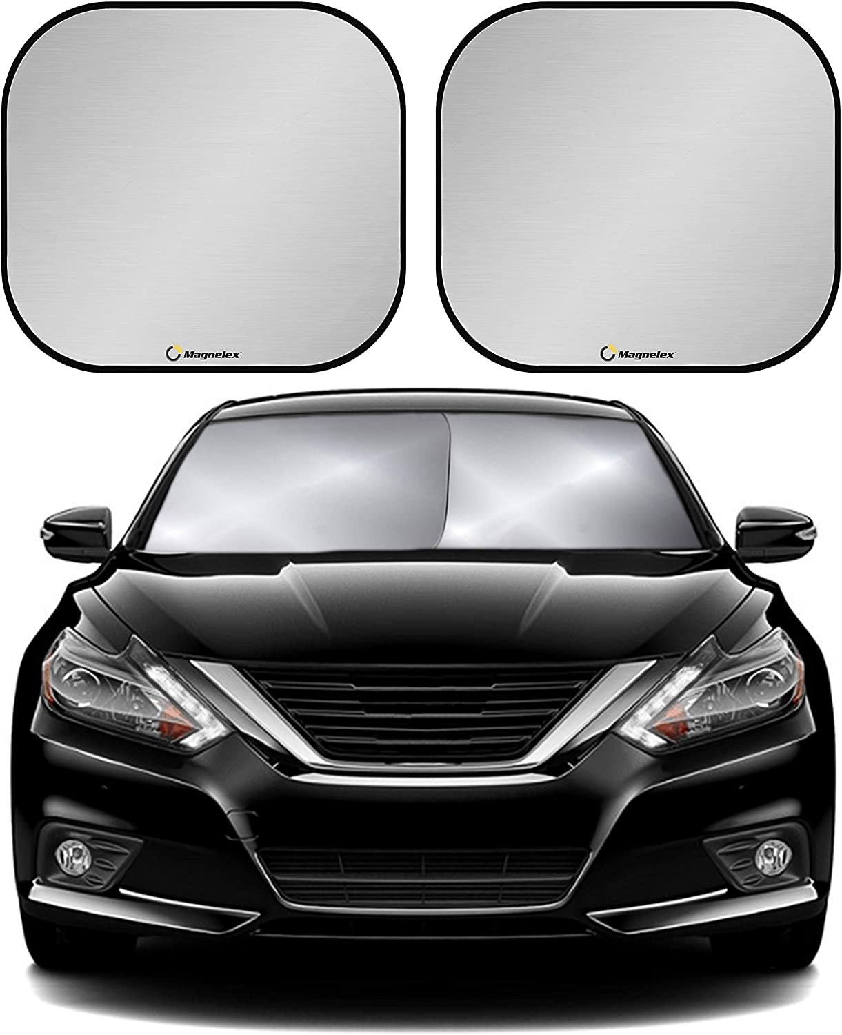Windshield Sun Shade with Bonus 2 Pack Cling Sunshades. 210T Reflective Fabric Blocks Sun and Keeps Your Vehicle Cool. Foldable Sun Shield for Car Windshield. Windshield Sunshade (Universal Fit)