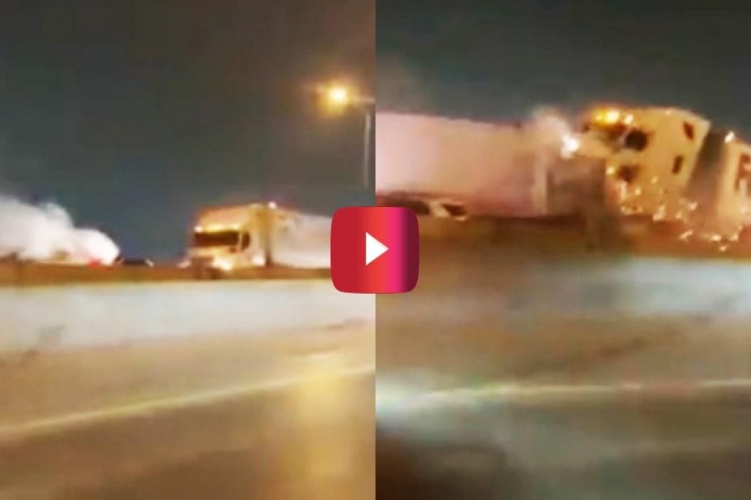 fed-ex truck slams into 100-car pileup