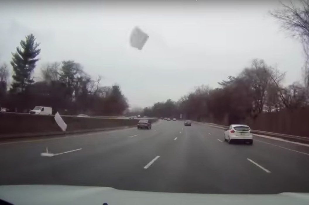 snow shatters windshield