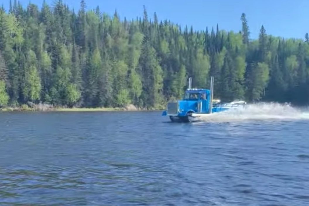 boat that looks like a semi truck